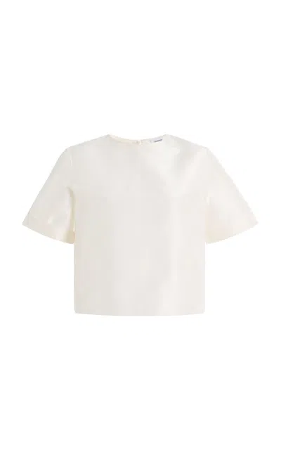 Rosie Assoulin Cuffed Cropped Silk Tee In Pink