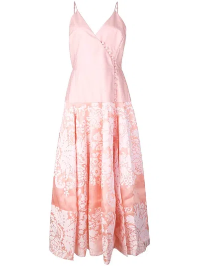 Rosie Assoulin Damask Midi Dress In Pink