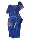 Rosie Assoulin Dawn Floral-print Draped Midi Dress In Blue