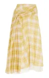 Rosie Assoulin Draped For The Dramatic Plaid Stretch-cotton Midi Skirt In Yellow