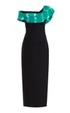 Rosie Assoulin Draped Scarf Off-the-shoulder Cotton Midi Dress In Green