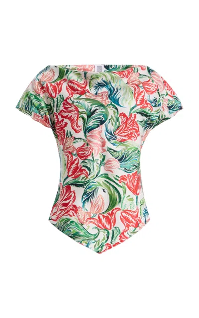 Rosie Assoulin Draped Silk Tee In Multi