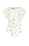 Rosie Assoulin Draped V Tee In Floral