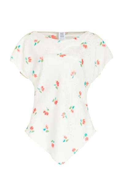 Rosie Assoulin Draped V Tee In Floral