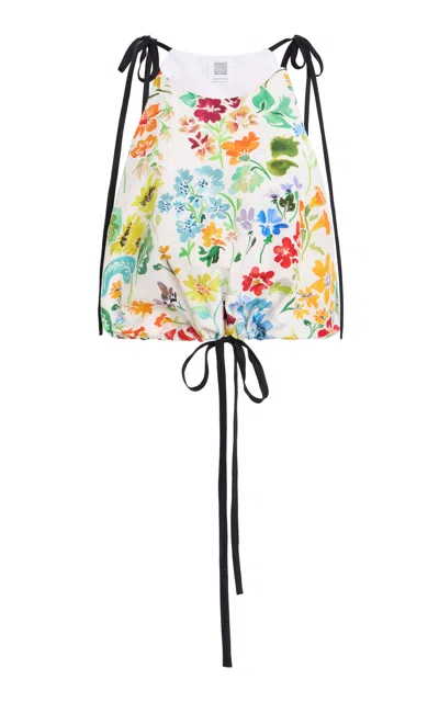 Rosie Assoulin Draw Me Closer Cotton-silk Top In Multi