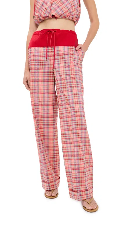 Rosie Assoulin Draw Me Closer Pants Pink Plaid In Multi