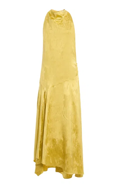 Rosie Assoulin Dropped & Dramatic Jacquard Midi Dress In Gold