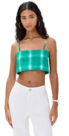 Rosie Assoulin Easy Plaid Bandeau Top In Teal