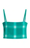 Rosie Assoulin Easy Plaid Bandeau Top In Green