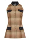 Rosie Assoulin Emotionally Vested Plaid Button Top In Brown