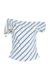 Rosie Assoulin Exclusive Can't Bare It Off-the-shoulder Cotton Top In Stripe
