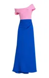 ROSIE ASSOULIN EXCLUSIVE TWISTED OFF-THE-SHOULDER SILK MAXI DRESS