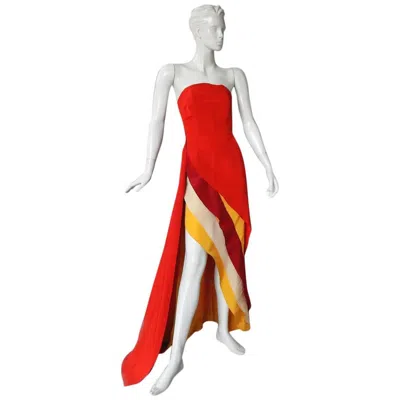 Pre-owned Rosie Assoulin Exotic Evening Asymmetric Colorblock Dress Gown New Condition! In Red