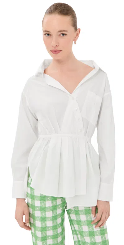 Rosie Assoulin Falling Off The Shoulder Top White