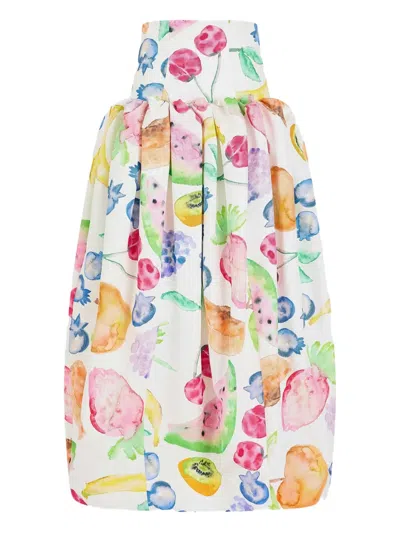 Rosie Assoulin Fifi Fruit-print Skirt In White