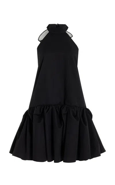 Rosie Assoulin Fifi Ruffled Cotton-silk Top In Black
