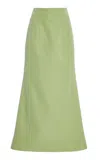 Rosie Assoulin Flared Cotton-blend Pencil Skirt In Green