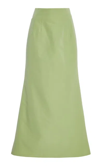 Rosie Assoulin Flared Cotton-blend Pencil Skirt In Green