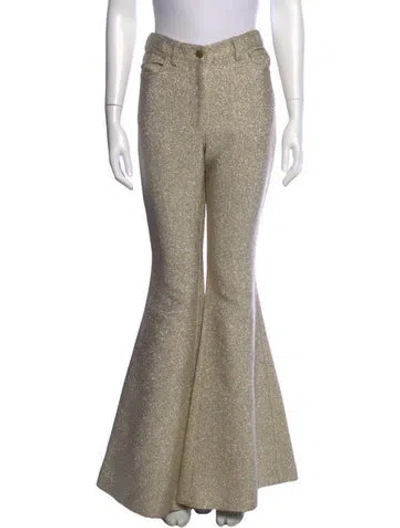 Pre-owned Rosie Assoulin Flared Pants In Gold/metallic