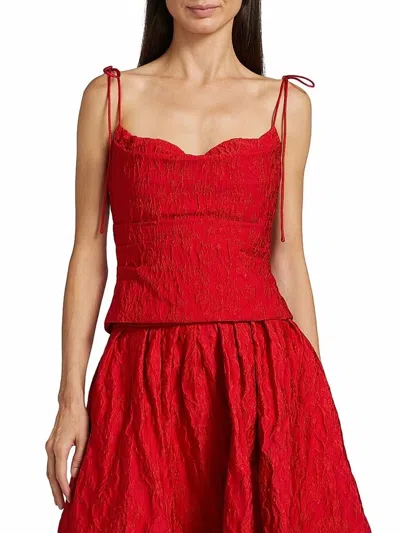 Rosie Assoulin Floral Cloque Cami Top In Red