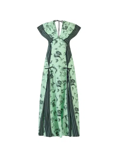 Rosie Assoulin Floral Midi Dress In Green