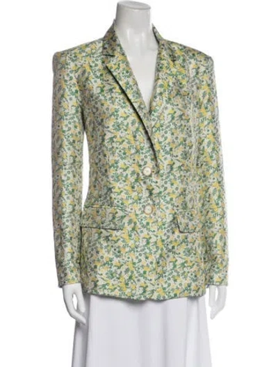 Pre-owned Rosie Assoulin Floral Print Blazer In Green