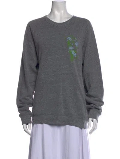 Pre-owned Rosie Assoulin Floral Print Crew Neck Sweatshirt In Grey