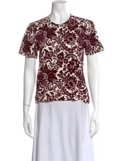 Pre-owned Rosie Assoulin Floral Print Crew Neck T-shirt In Red