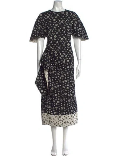 Pre-owned Rosie Assoulin Floral Print Long Dress In Black