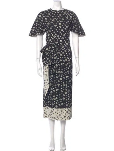 Pre-owned Rosie Assoulin Floral Print Long Dress In Multi