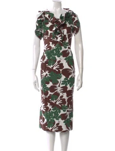 Pre-owned Rosie Assoulin Floral Print Long Dress W/ Tags In Brown