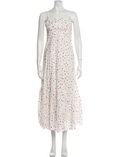 Pre-owned Rosie Assoulin Floral Print Long Dress In White