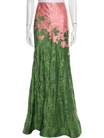 Pre-owned Rosie Assoulin Floral Print Long Skirt In Green