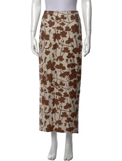 Pre-owned Rosie Assoulin Floral Print Long Skirt In Orange