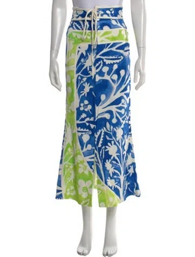 Pre-owned Rosie Assoulin Floral Print Long Skirt In White