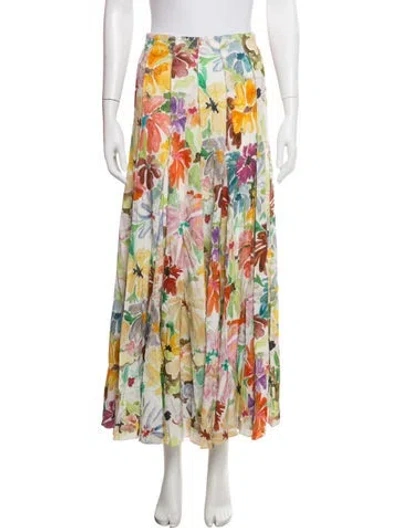 Pre-owned Rosie Assoulin Floral Print Long Skirt In Yellow