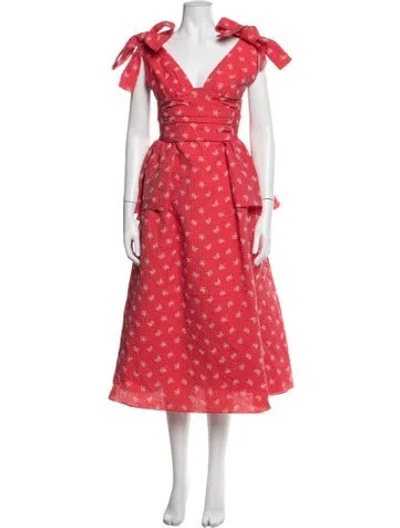 Pre-owned Rosie Assoulin Floral Print Midi Length Dress In Pink