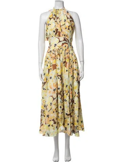 Pre-owned Rosie Assoulin Floral Print Midi Length Dress In Yellow