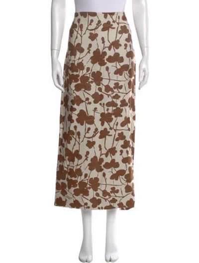 Pre-owned Rosie Assoulin Floral Print Midi Length Skirt In Orange
