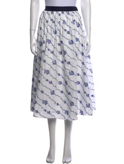 Pre-owned Rosie Assoulin Floral Print Midi Length Skirt In White