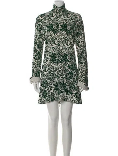 Pre-owned Rosie Assoulin Floral Print Mini Dress In Green