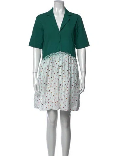 Pre-owned Rosie Assoulin Floral Print Mini Dress In Green