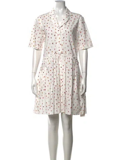 Pre-owned Rosie Assoulin Floral Print Mini Dress In White