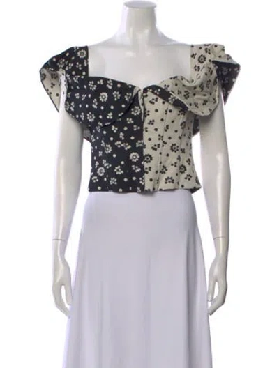 Pre-owned Rosie Assoulin Floral Print Off-the-shoulder Top W/ Tags In Multi