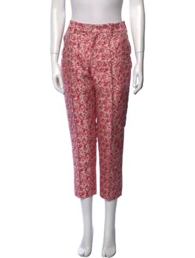 Pre-owned Rosie Assoulin Floral Print Straight Leg Pants W/ Tags In Pink