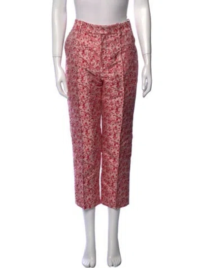 Pre-owned Rosie Assoulin Floral Print Straight Leg Pants W/ Tags In Pink