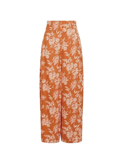 Rosie Assoulin Floral Trousers In Orange