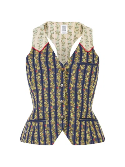 Rosie Assoulin Floral-print V-neck Vest In Multi