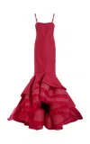 Rosie Assoulin Fressia Ruffled Silk Gown In Pink