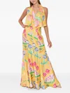 Rosie Assoulin Fruit-print Halterneck Maxi Day Dress In Yellow